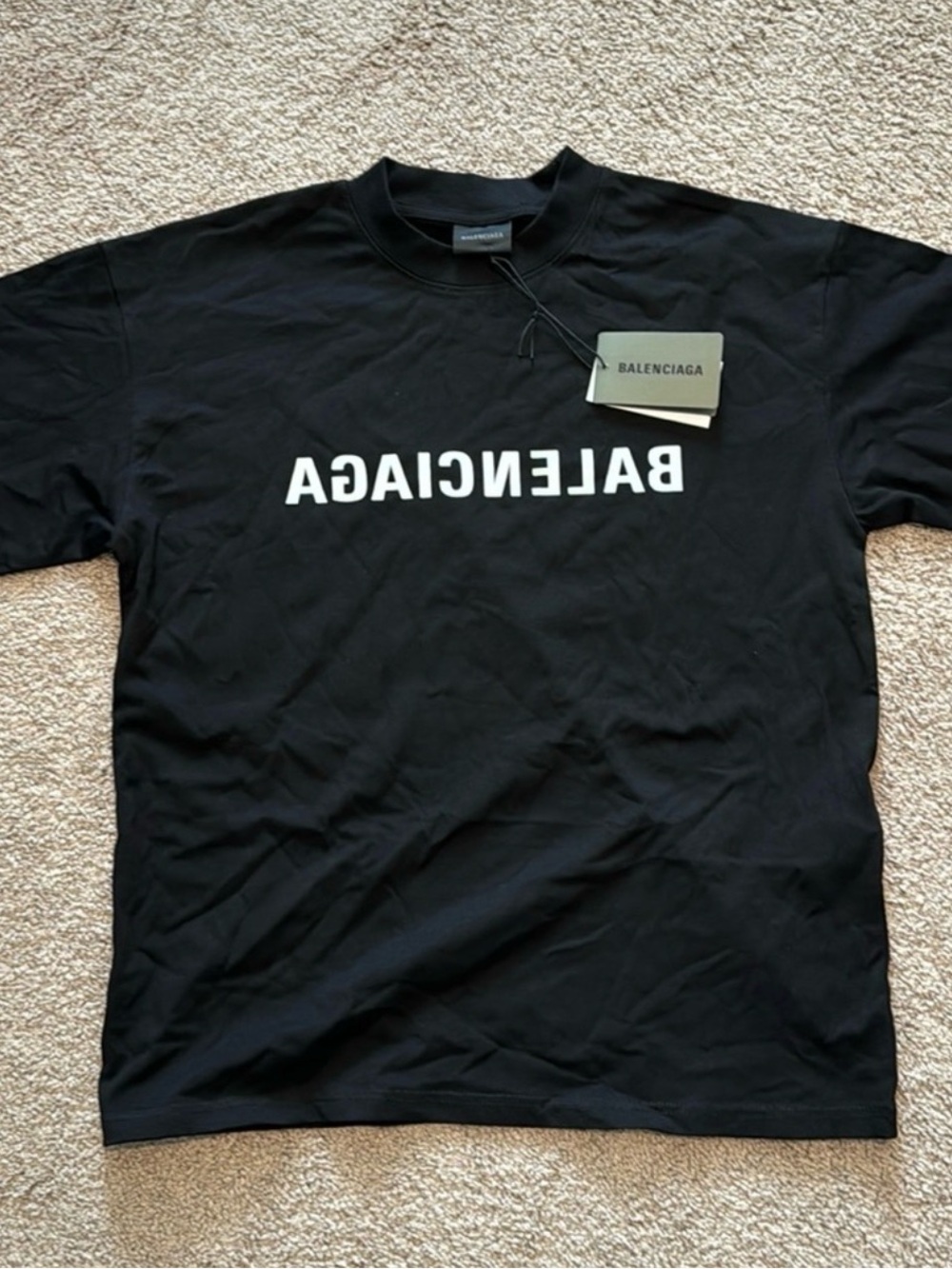 Balenciaga Black T-Shirt with White Logo